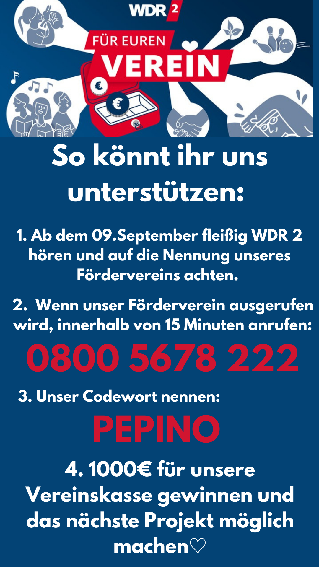 Werbung für WDR2 Vereinsaktion